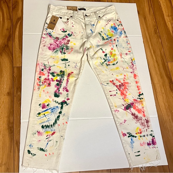 NWT Polo Ralph Lauren Avery Paint Splatter Boyfriend Jeans 27 - Picture 11 of 12